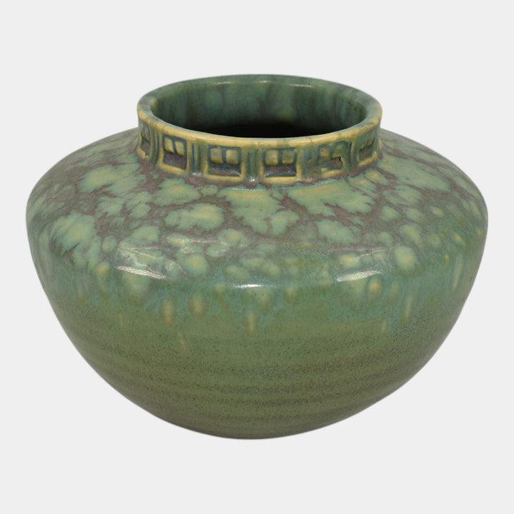 Roseville Imperial II 1930 Vintage Art Deco Pottery Mottled Green Vase 200-4 - Just Art Pottery