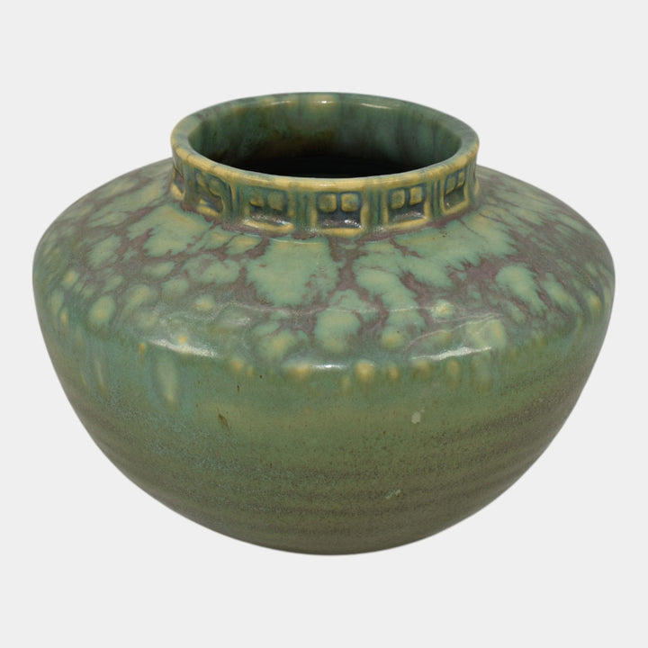 Roseville Imperial II 1930 Vintage Art Deco Pottery Mottled Green Vase 200-4 - Just Art Pottery
