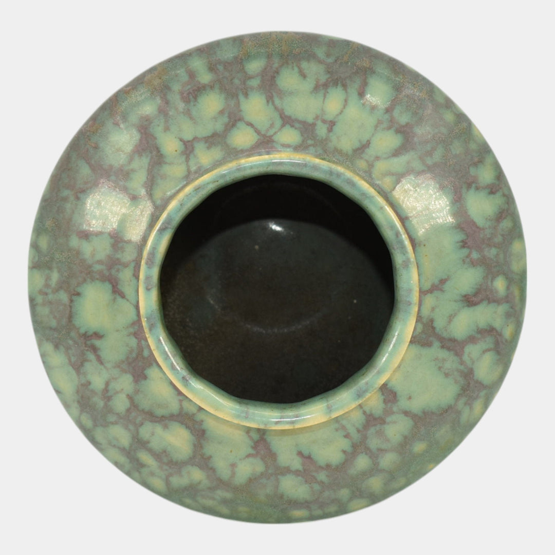 Roseville Imperial II 1930 Vintage Art Deco Pottery Mottled Green Vase 200-4 - Just Art Pottery