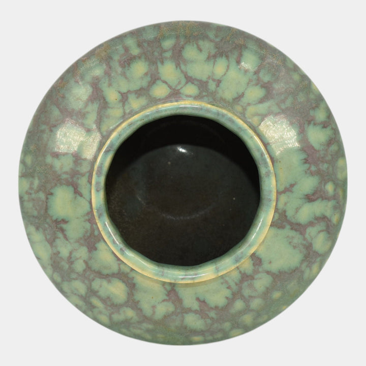 Roseville Imperial II 1930 Vintage Art Deco Pottery Mottled Green Vase 200-4 - Just Art Pottery