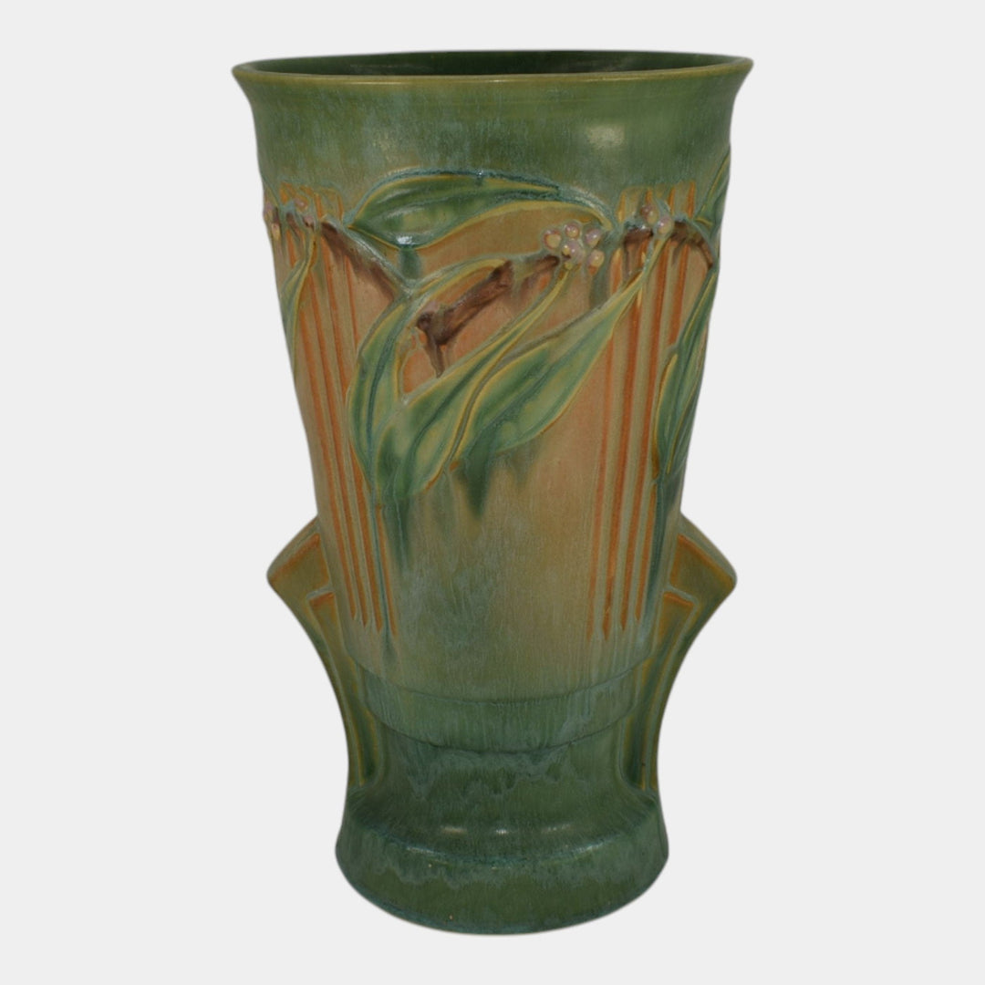 Roseville Laurel Green 1934 Vintage Art Deco Pottery Tall Ceramic Vase 677-12