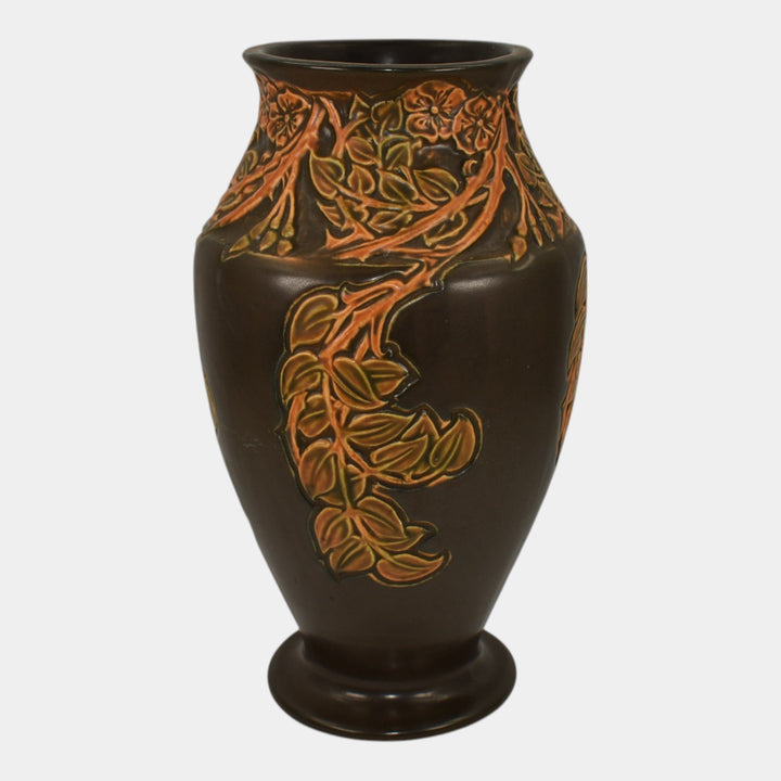 Roseville Rosecraft Panel Brown 1920 Vintage Art Pottery Ceramic Vase 297-10 - Just Art Pottery