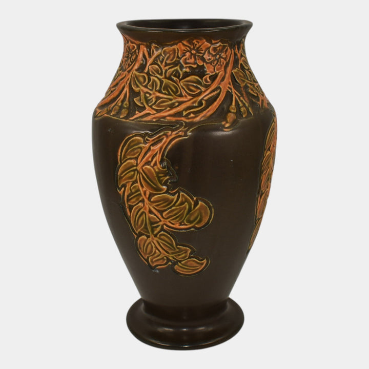 Roseville Rosecraft Panel Brown 1920 Vintage Art Pottery Ceramic Vase 297-10 - Just Art Pottery