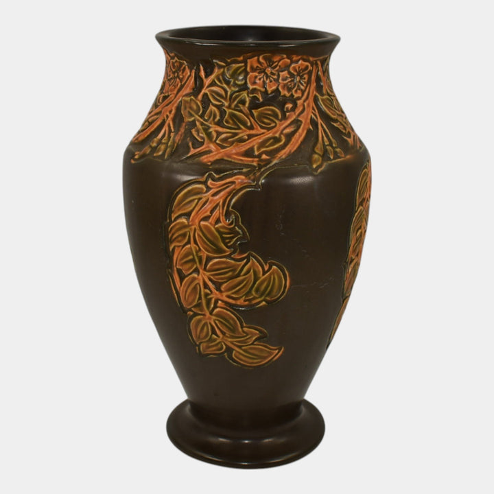 Roseville Rosecraft Panel Brown 1920 Vintage Art Pottery Ceramic Vase 297-10 - Just Art Pottery