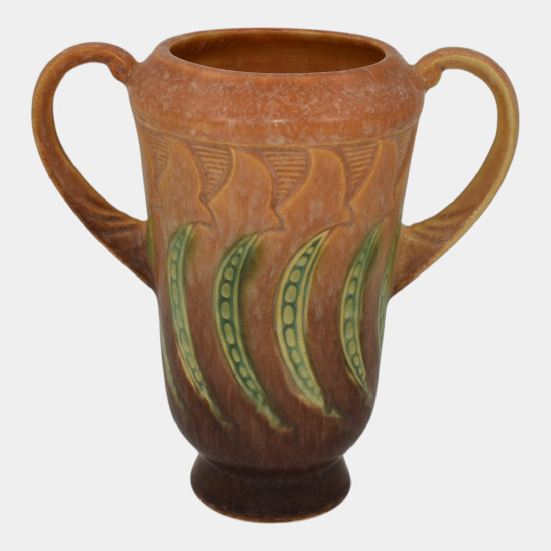 Roseville Falline Brown 1933 Vintage Art Pottery Ceramic Handled Vase 642-6 - Just Art Pottery