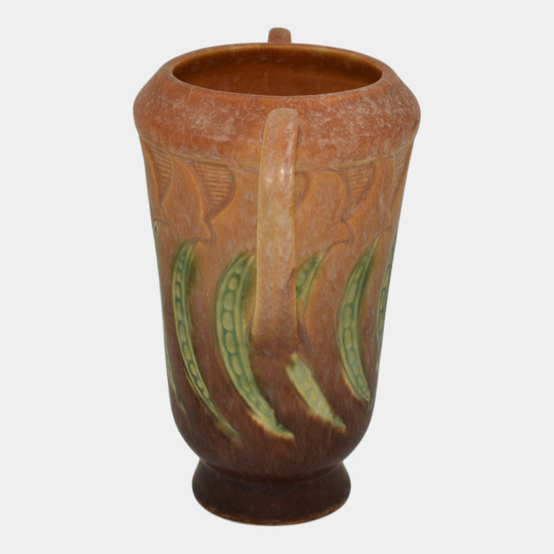 Roseville Falline Brown 1933 Vintage Art Pottery Ceramic Handled Vase 642-6 - Just Art Pottery