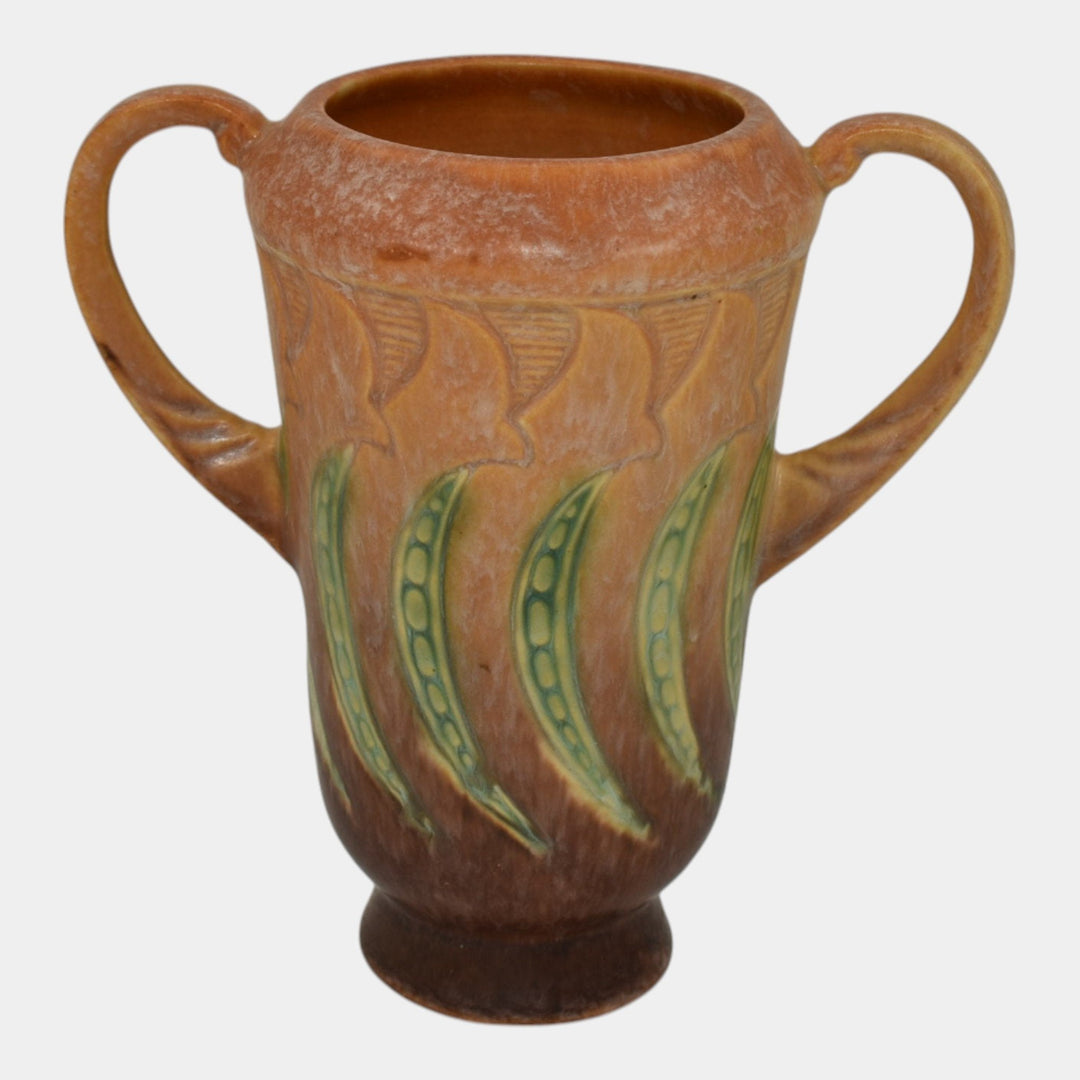 Roseville Falline Brown 1933 Vintage Art Pottery Ceramic Handled Vase 642-6 - Just Art Pottery
