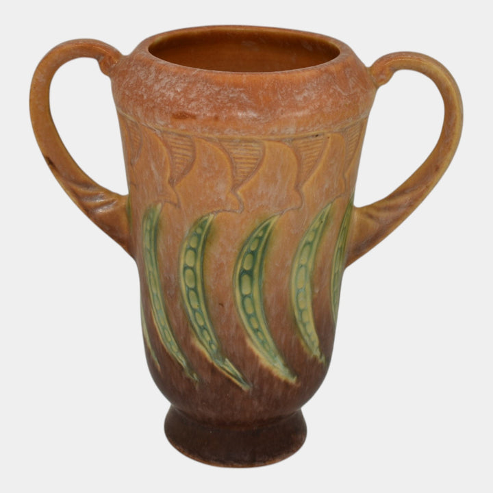 Roseville Falline Brown 1933 Vintage Art Pottery Ceramic Handled Vase 642-6 - Just Art Pottery