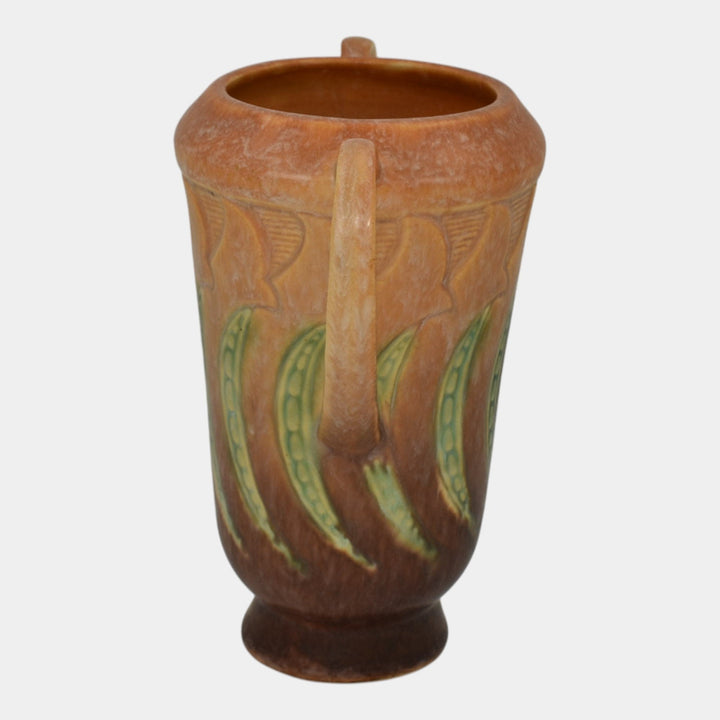 Roseville Falline Brown 1933 Vintage Art Pottery Ceramic Handled Vase 642-6 - Just Art Pottery