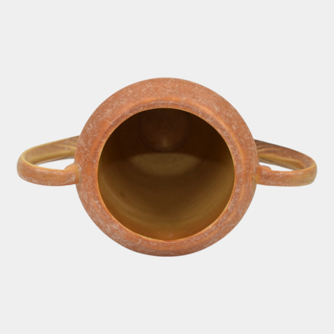 Roseville Falline Brown 1933 Vintage Art Pottery Ceramic Handled Vase 642-6 - Just Art Pottery