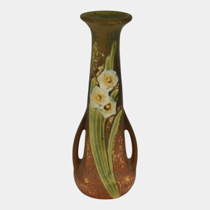 Roseville Jonquil 1931 Vintage Arts And Crafts Pottery Brown Ceramic Bud Vase - Just Art Pottery