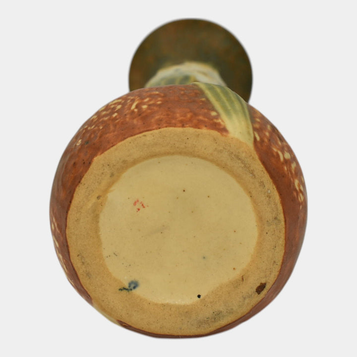 Roseville Jonquil 1931 Vintage Arts And Crafts Pottery Brown Ceramic Bud Vase - Just Art Pottery