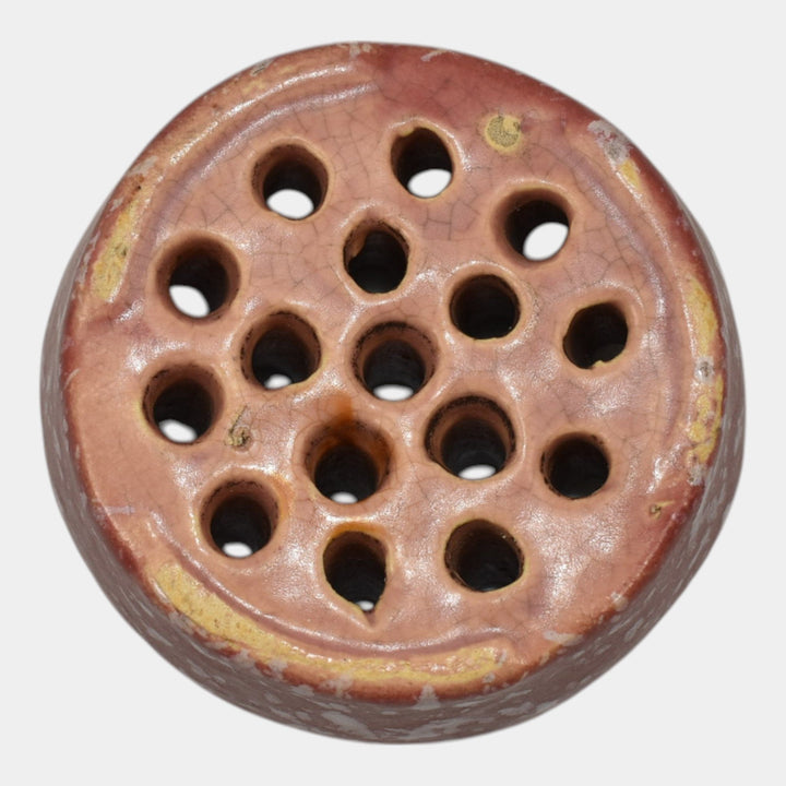 Roseville Ferella Red Vintage Art Pottery Flower Frog 15-3 - Just Art Pottery