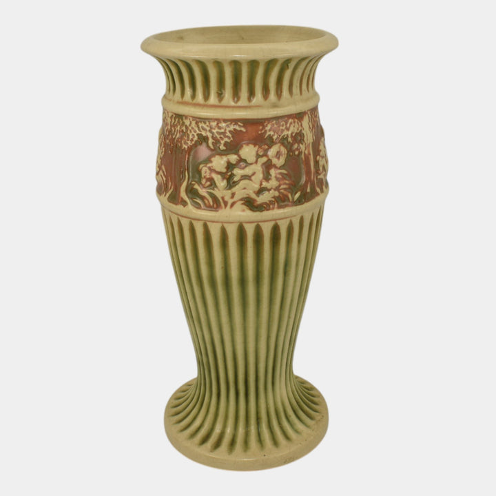 Roseville Donatello 1916 Vintage Art Pottery Cherub Ceramic Flower Vase 184-12 - Just Art Pottery