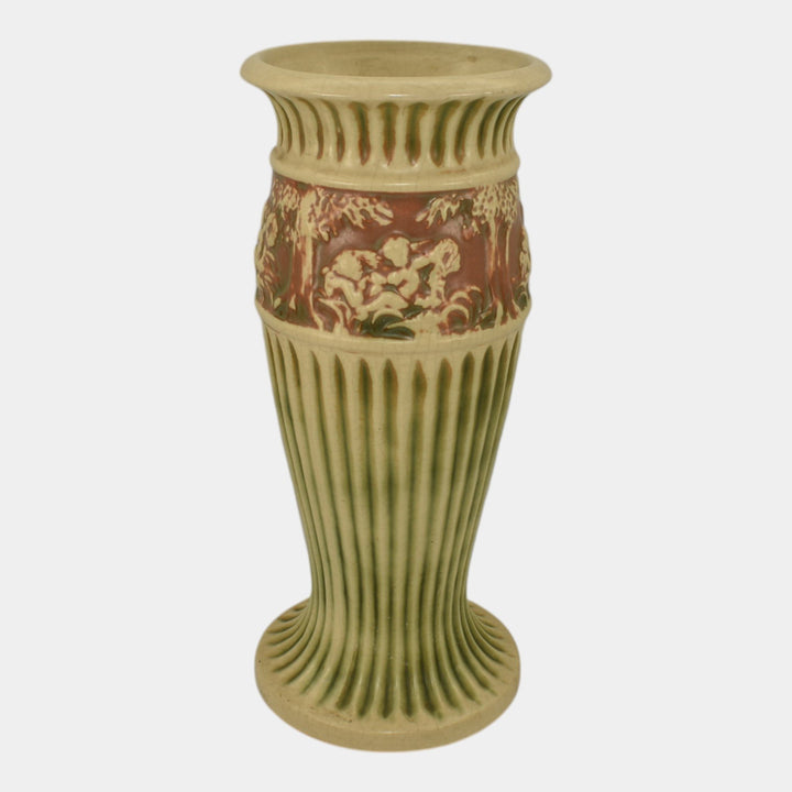 Roseville Donatello 1916 Vintage Art Pottery Cherub Ceramic Flower Vase 184-12 - Just Art Pottery