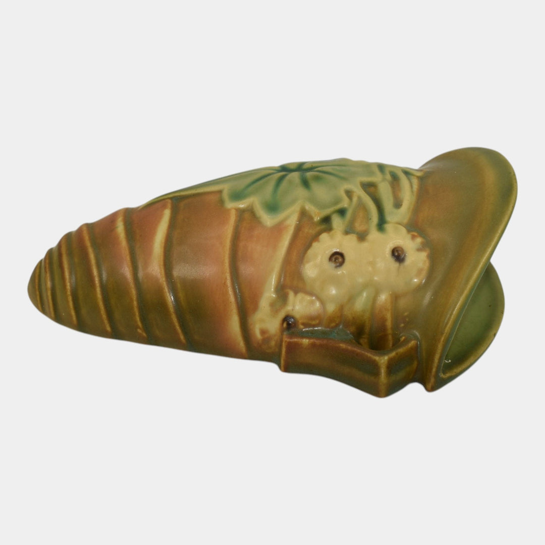 Roseville Luffa Brown 1934 Vintage Art Deco Pottery Ceramic Wall Pocket 1272-8