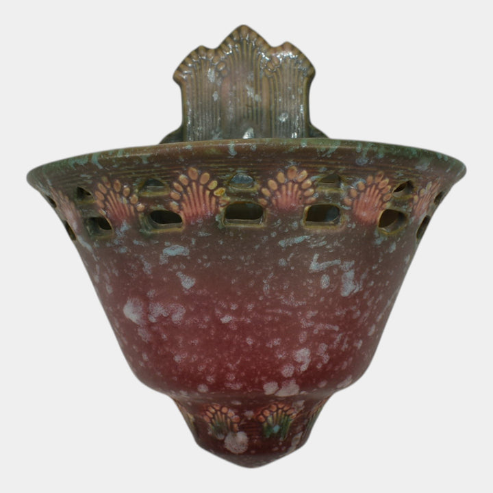 Roseville Ferella Red 1930 Vintage Art Deco Pottery Wall Pocket 1266-6