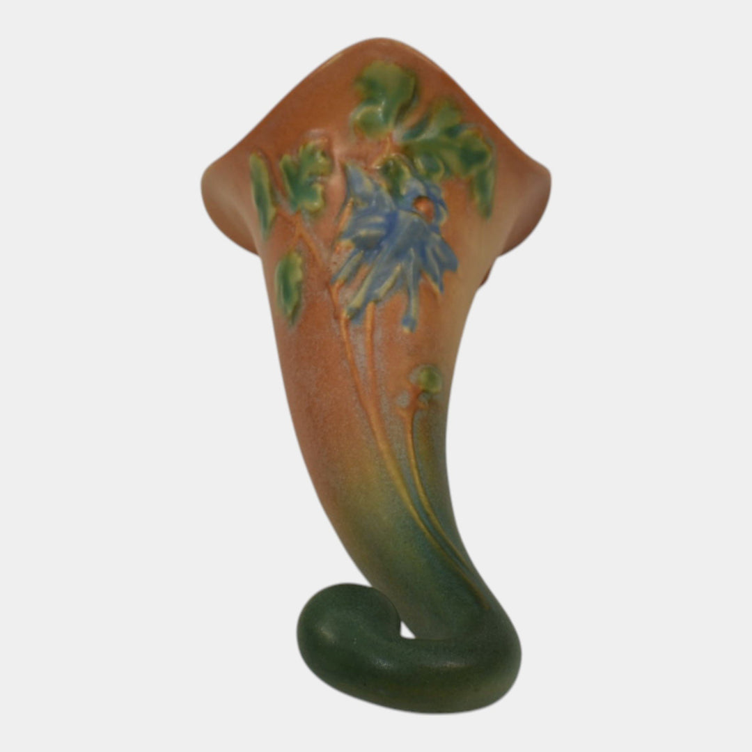 Roseville Columbine Brown 1941 Mid Century Modern Art Pottery Wall Pocket 1290-8 - Just Art Pottery