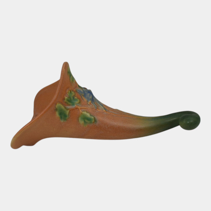 Roseville Columbine Brown 1941 Mid Century Modern Art Pottery Wall Pocket 1290-8 - Just Art Pottery
