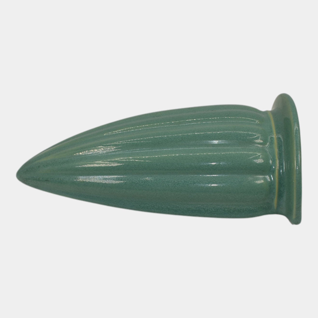 Roseville Lombardy Green 1926 Vintage Art Deco Pottery Wall Pocket 1257-8 - Just Art Pottery
