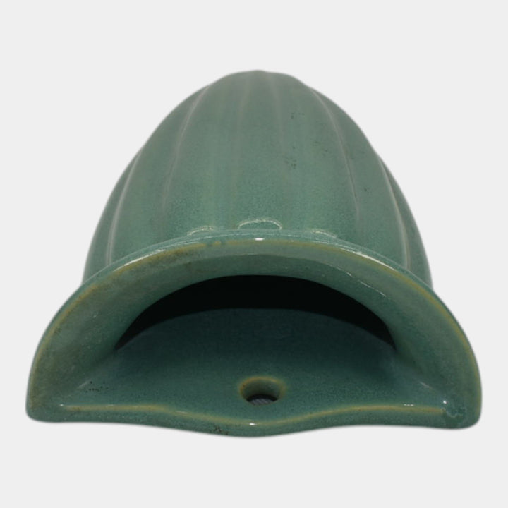 Roseville Lombardy Green 1926 Vintage Art Deco Pottery Wall Pocket 1257-8 - Just Art Pottery