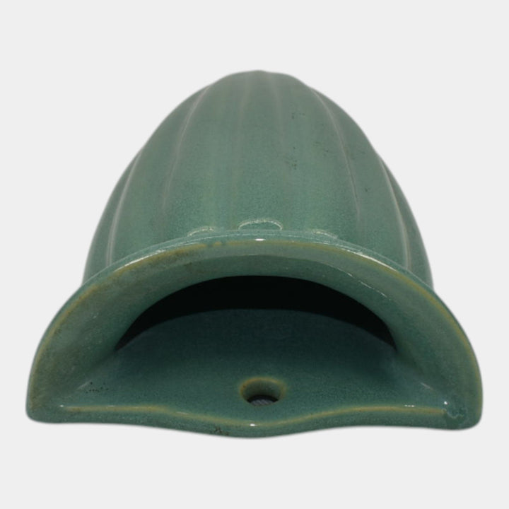 Roseville Lombardy Green 1926 Vintage Art Deco Pottery Wall Pocket 1257-8 - Just Art Pottery