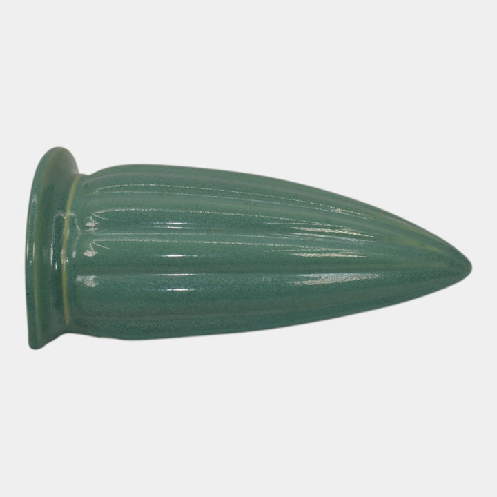 Roseville Lombardy Green 1926 Vintage Art Deco Pottery Wall Pocket 1257-8 - Just Art Pottery