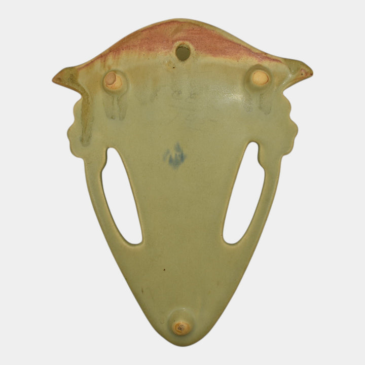 Roseville Carnelian I Green 1926 Arts And Crafts Pottery Wall Pocket 1246-7 - Just Art Pottery
