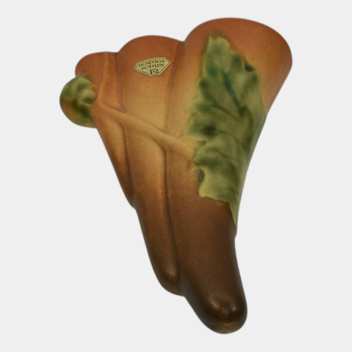 Roseville Thornapple Brown 1937 Vintage Art Deco Pottery Wall Pocket 1280-8 - Just Art Pottery