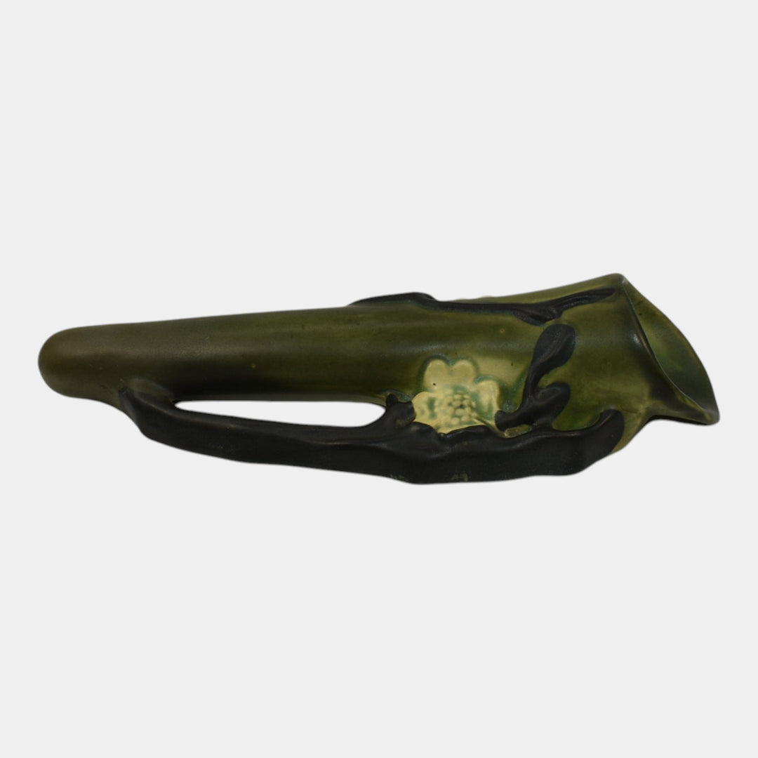 Roseville Dogwood Smooth 1920 Vintage Art Pottery Green Wall Pocket 1218-10 - Just Art Pottery