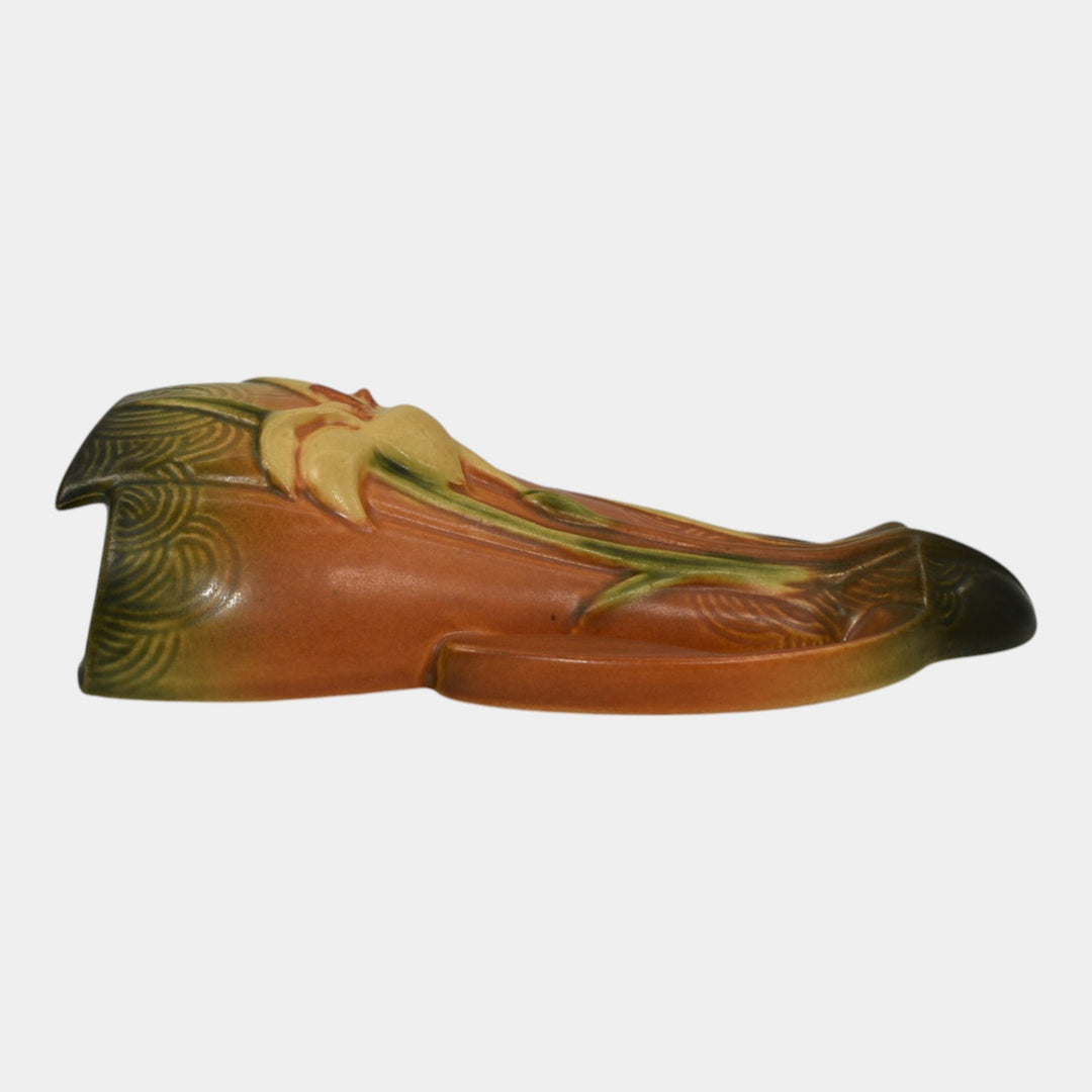Roseville Zephyr Lily Brown 1946 Vintage Art Pottery Ceramic Wall Pocket 1297-8 - Just Art Pottery