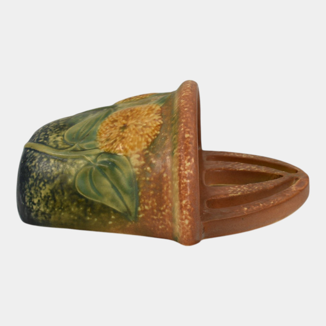 Roseville Sunflower 1930 Vintage Arts and Crafts Pottery Wall Pocket 1265-7 - Just Art Pottery