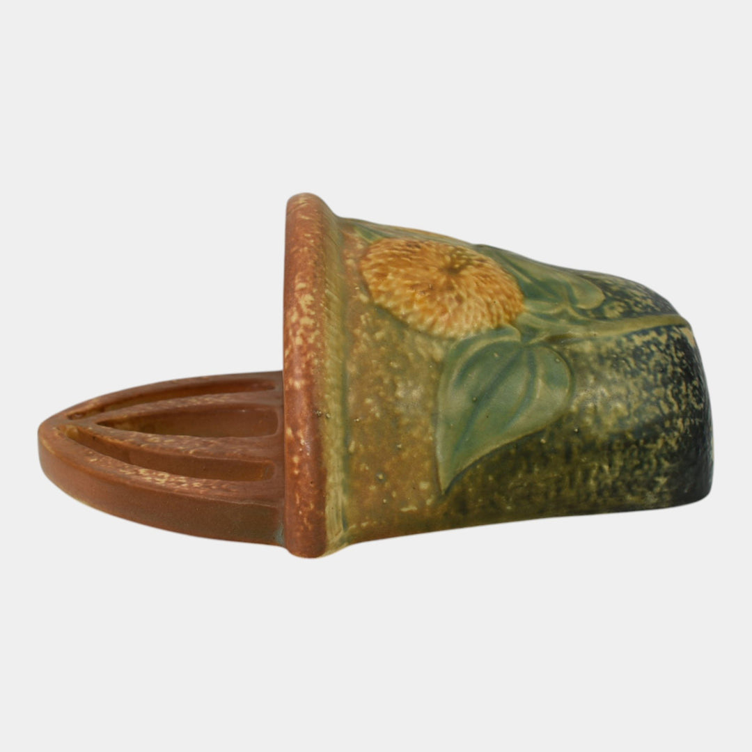 Roseville Sunflower 1930 Vintage Arts and Crafts Pottery Wall Pocket 1265-7 - Just Art Pottery