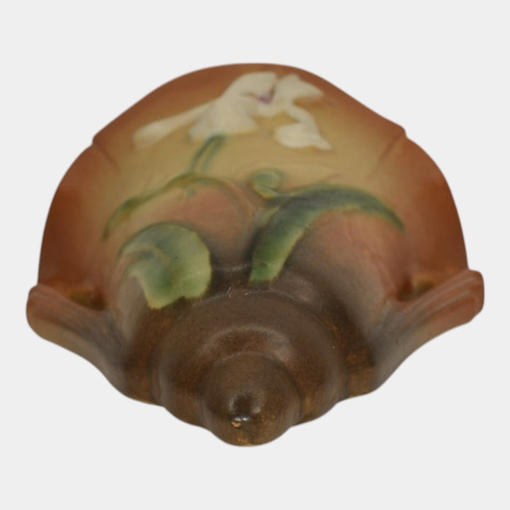 Roseville Iris Tan 1939 Vintage Art Deco Pottery Ceramic Wall Pocket 1284-8 - Just Art Pottery