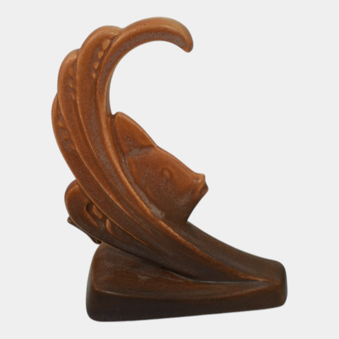 Roseville Rozane Patterns Tan 1941 Vintage Art Deco Pottery Fish Ornament 1 - Just Art Pottery