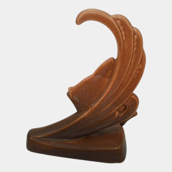 Roseville Rozane Patterns Tan 1941 Vintage Art Deco Pottery Fish Ornament 1 - Just Art Pottery