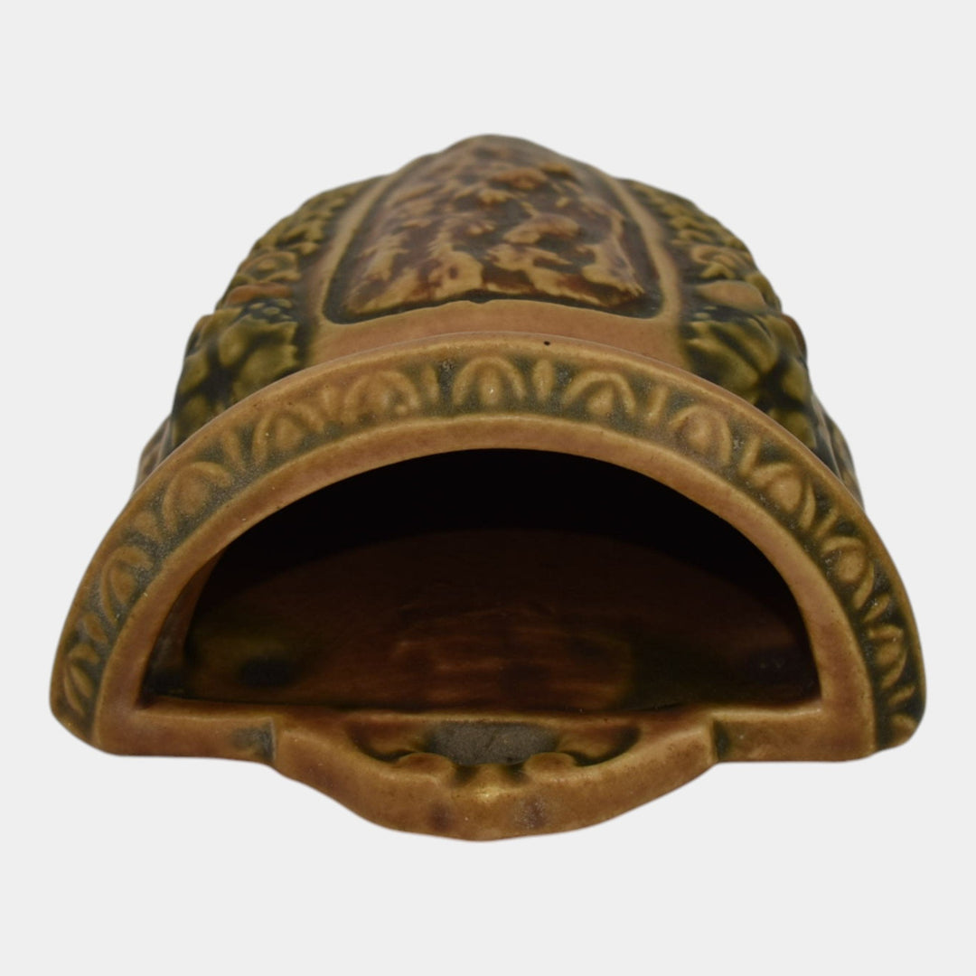 Roseville Florentine I 1924 Brown Art Pottery Wall Pocket 1239-7 - Just Art Pottery