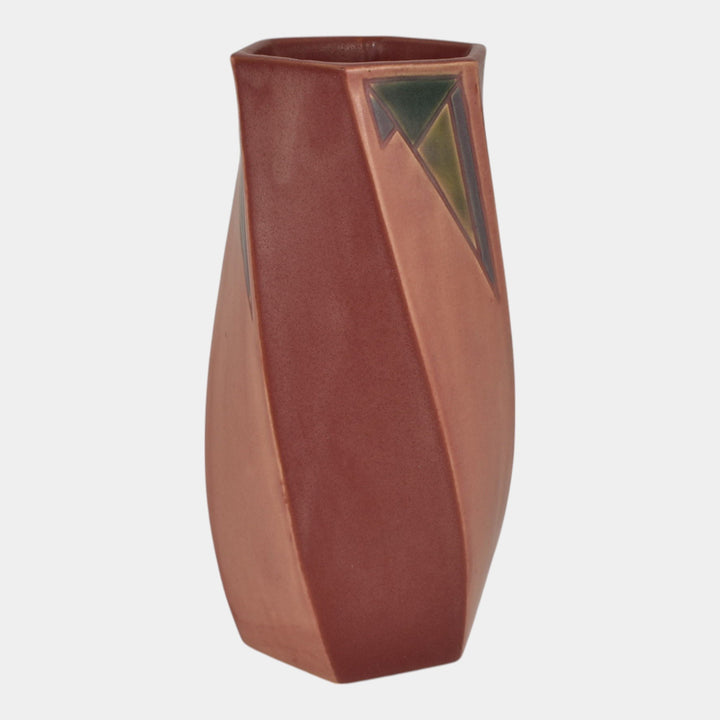 Roseville Futura 1928 Vintage Deco Pottery Raspberry Twist Ceramic Vase 425-8