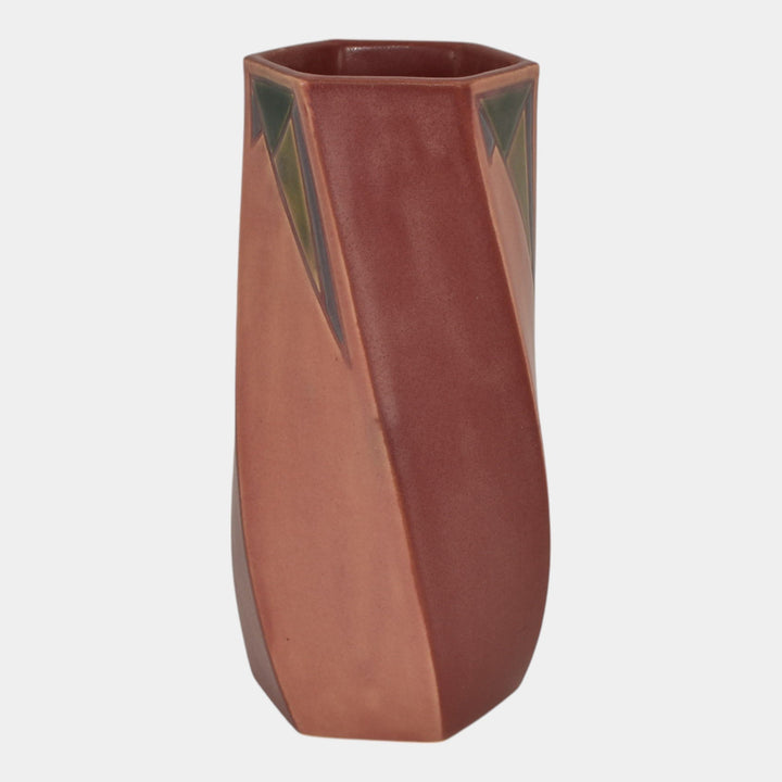 Roseville Futura 1928 Vintage Deco Pottery Raspberry Twist Ceramic Vase 425-8