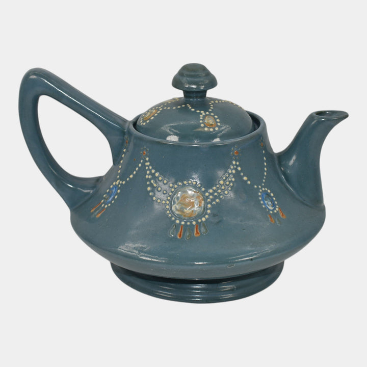 Roseville Aztec Blue 1905 Vintage Arts And Crafts Pottery Ceramic Teapot - Just Art Pottery