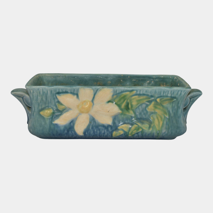 Roseville Pottery Clematis Blue 1944 Art Deco Window Box Planter 391-8 - Just Art Pottery