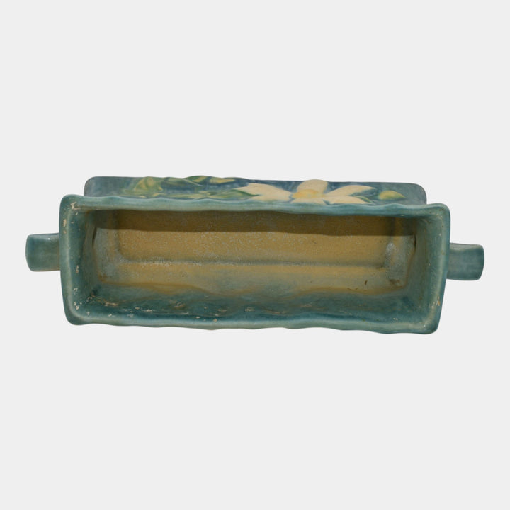 Roseville Pottery Clematis Blue 1944 Art Deco Window Box Planter 391-8 - Just Art Pottery