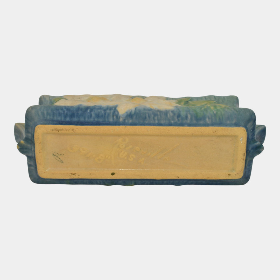 Roseville Pottery Clematis Blue 1944 Art Deco Window Box Planter 391-8 - Just Art Pottery