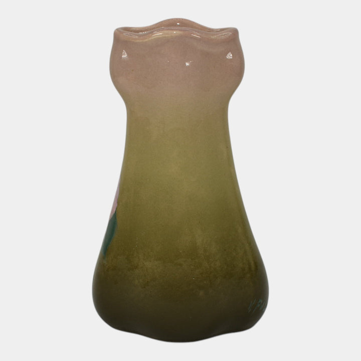 Roseville Rozane Royal 1900s Art Pottery Standard Glaze Purple Leaf Vase