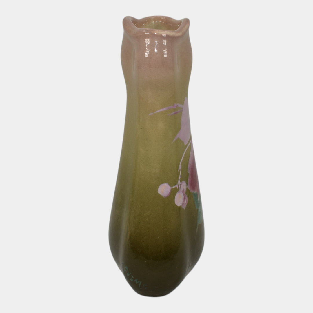 Roseville Rozane Royal 1900s Art Pottery Standard Glaze Purple Leaf Vase