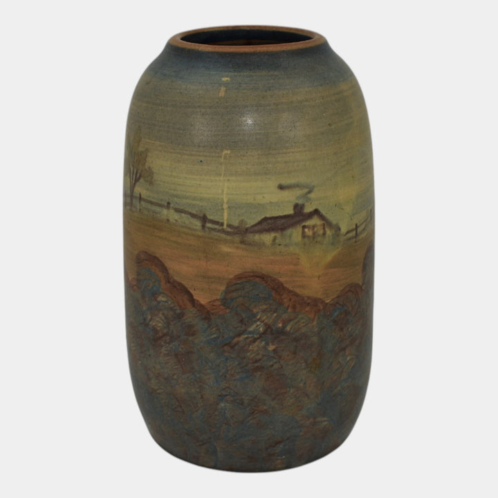 Peters and Reed Landsun Scenic Chromal 1920s Pottery Landscape Farmhouse Vase 7