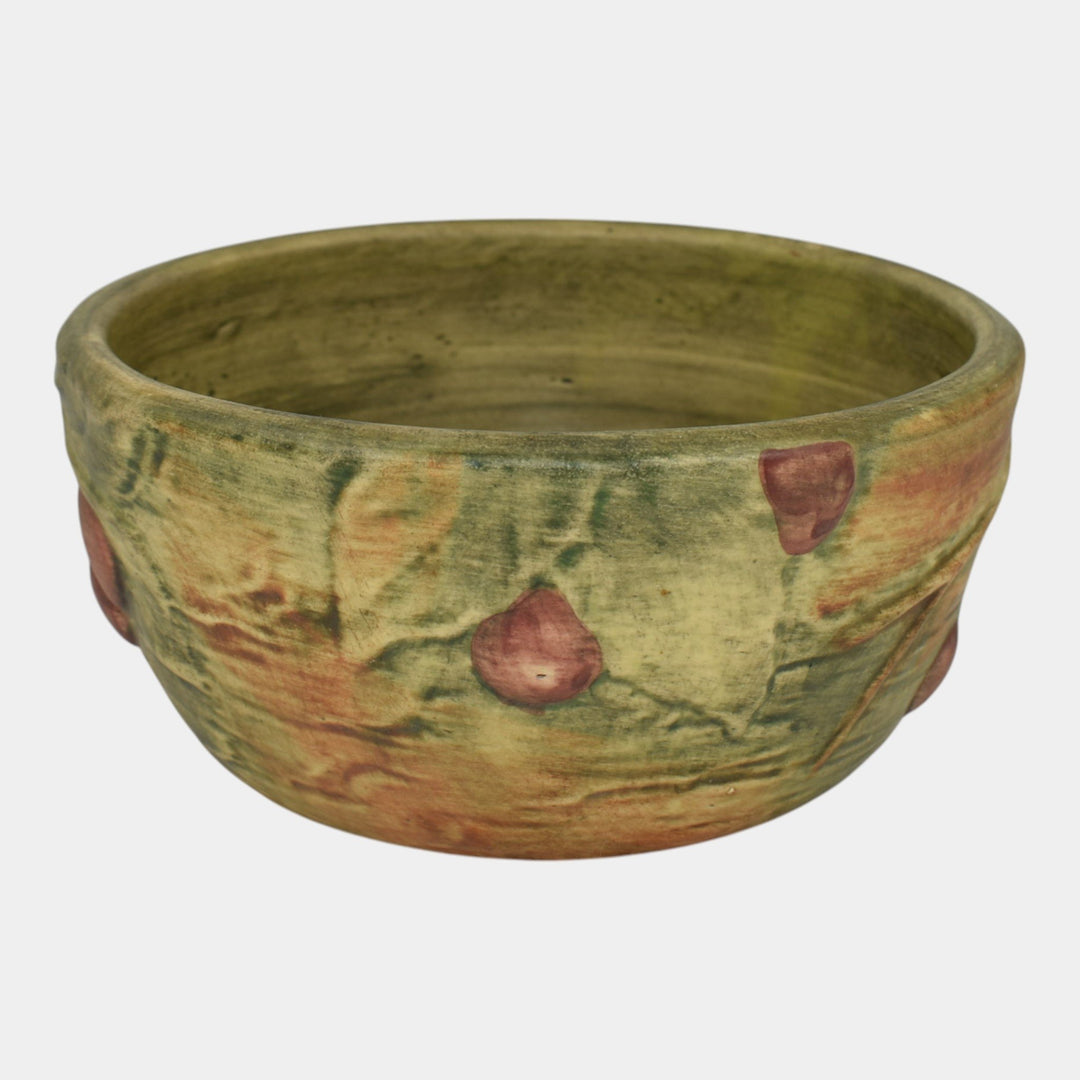 Weller Woodcraft 1920s Vintage Art Pottery Red Cherries Green Bowl Planter