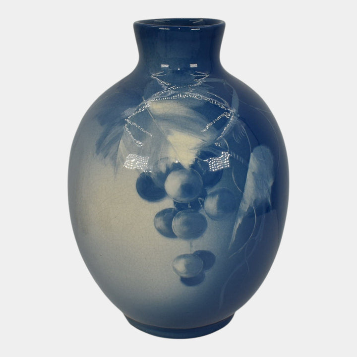 Roseville Azurean 1903 Vintage Art Pottery Blue Grape Vine Vase 814