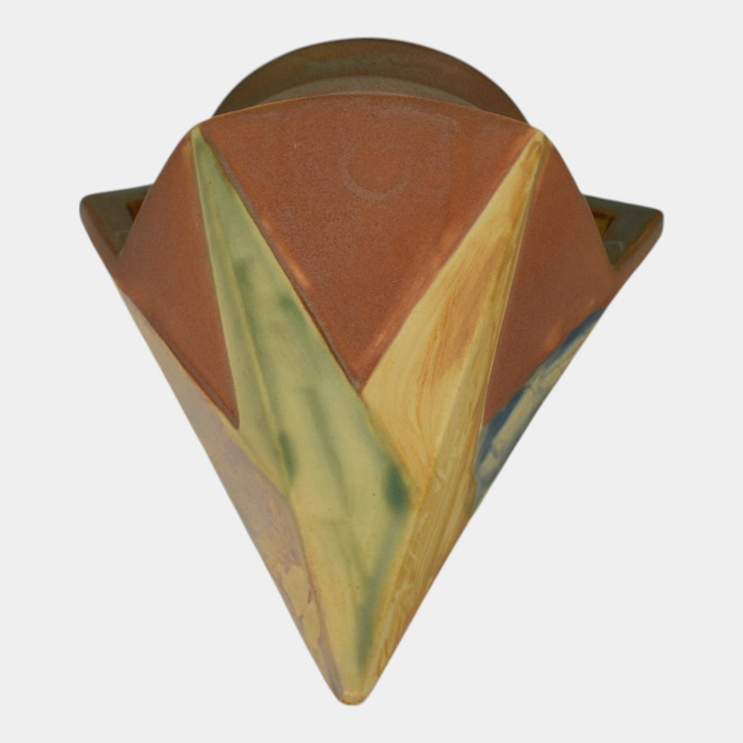 Roseville Futura Tan 1928 Vintage Art Deco Pottery Ceramic Wall Pocket 1261-8 - Just Art Pottery
