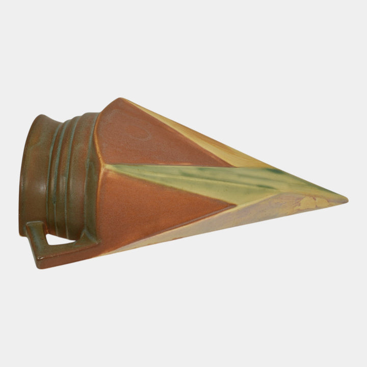 Roseville Futura Tan 1928 Vintage Art Deco Pottery Ceramic Wall Pocket 1261-8 - Just Art Pottery